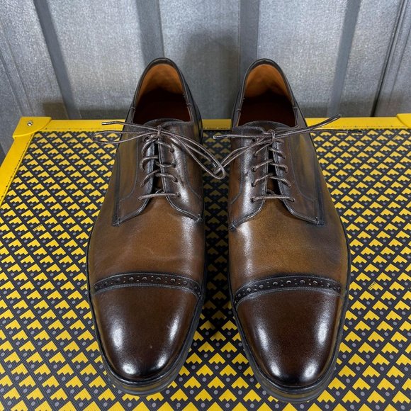 Bally Reigan Mid Brown Leather Derby Shoes US 10.5 - Picture 3 of 6